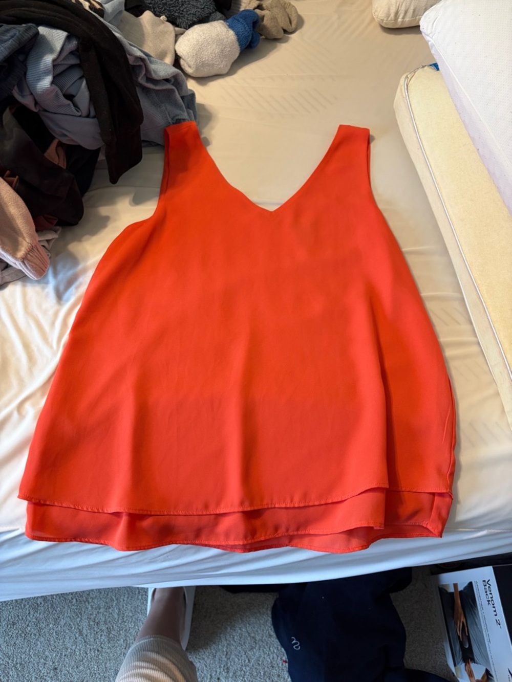 Women’s Orange V-Neck Layered Tank Top
